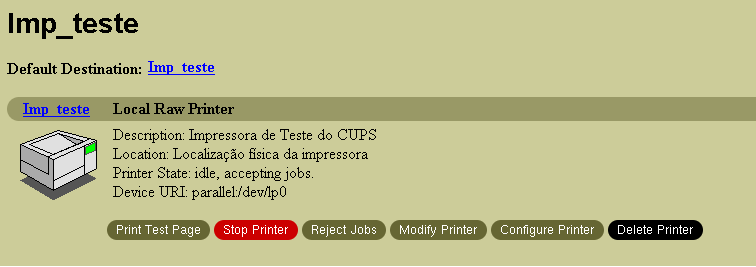 Link para configurações